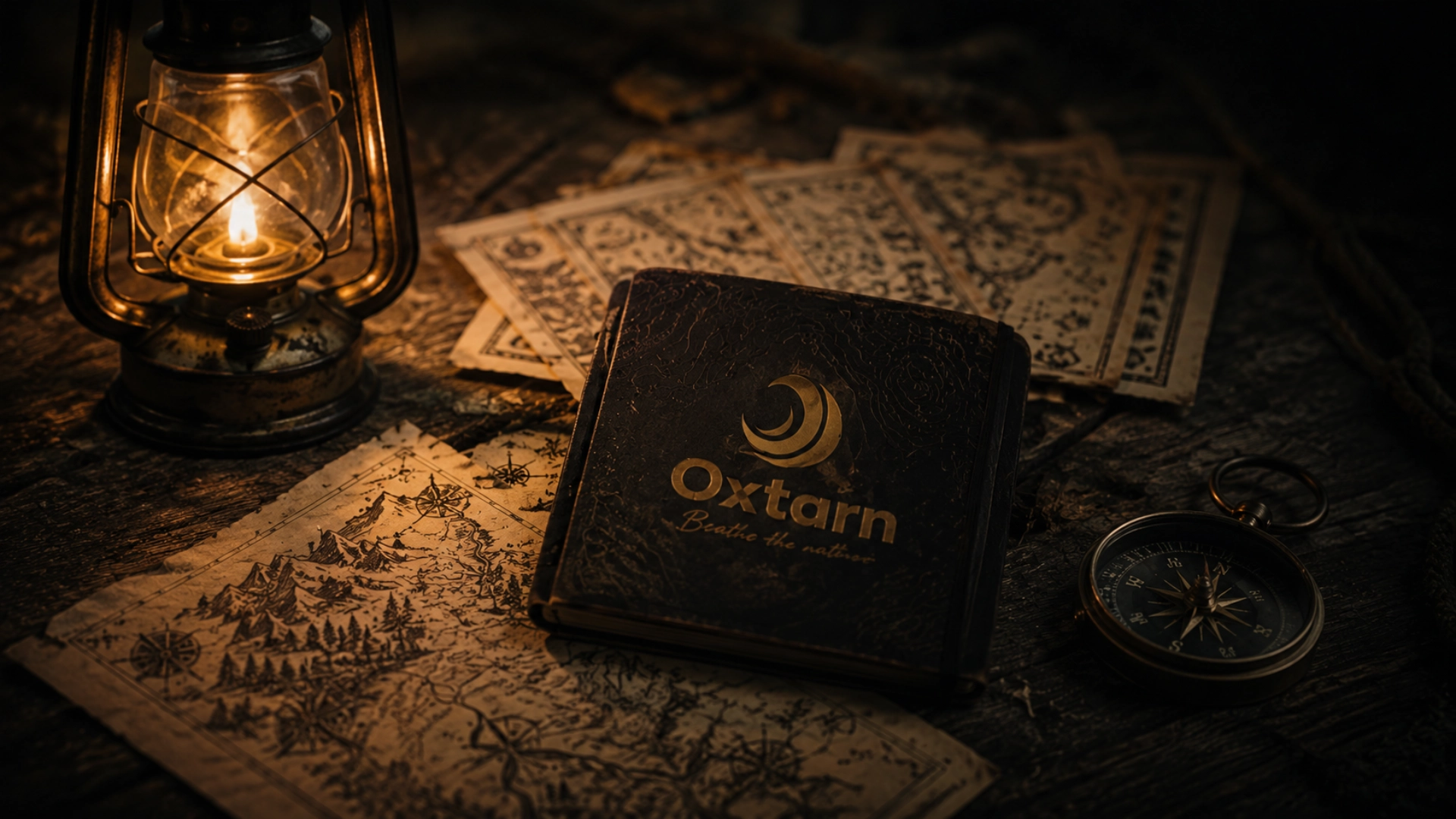 Lantaarn en kaarten tijdens een Oxtarn Storyteller-avond